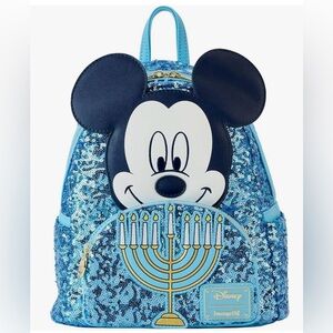 Loungefly Disney Mickey Happy Hanukkah Menorah Mini Backpack and Wallet